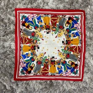 Vintage woman Christmas Carrol theme 30” X 31” scarf. Pre owned.